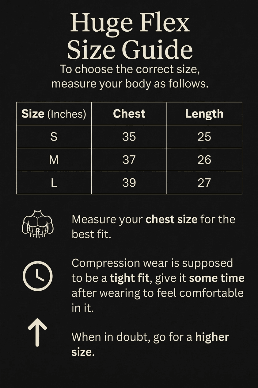 Huge Flex compression t-shirt size guide